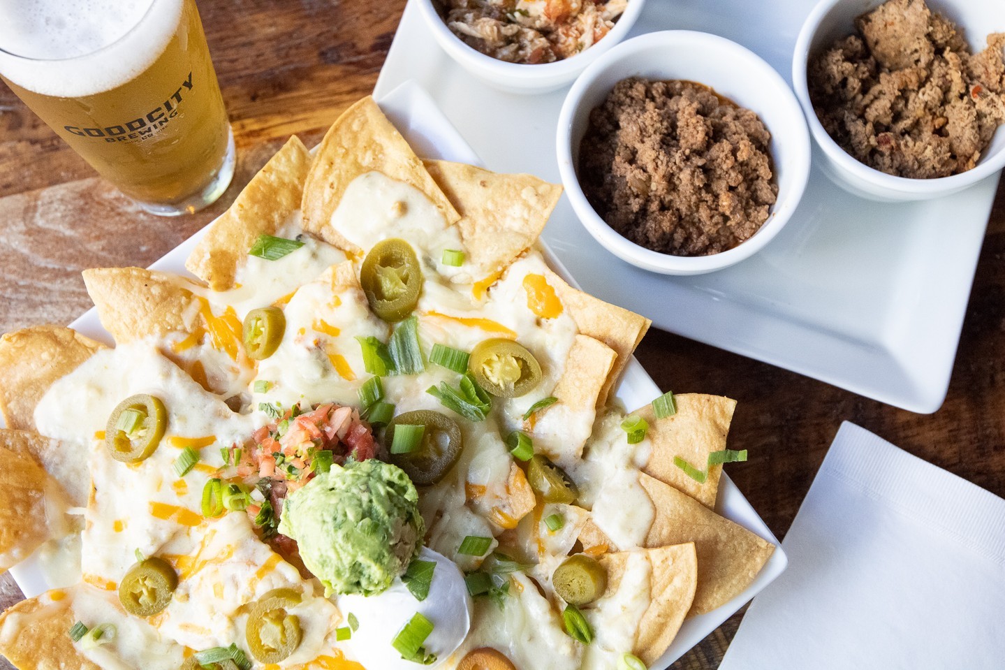 Good City Brewing's nachos and beer